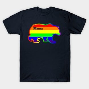 Womens Lesbian Gay Mama Bear LGBT Rainbow Pride T-Shirt